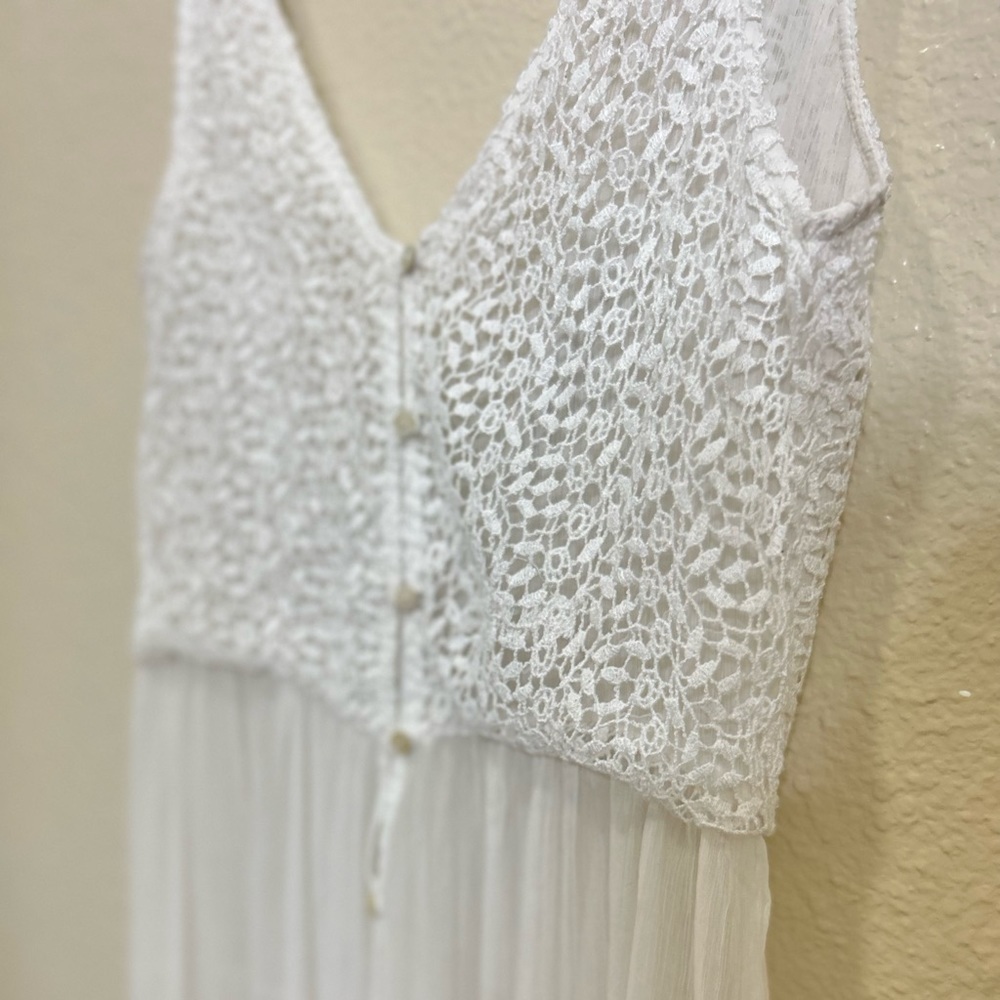 Zara Trafaluc White Crochet and Silk Sleeveless Dress - Picture 5 of 11